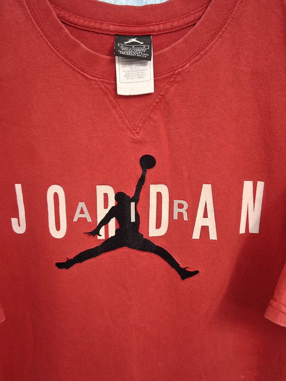 Vintage Jordan Red Crewneck Sweatshirt with Black Jumpman Tag